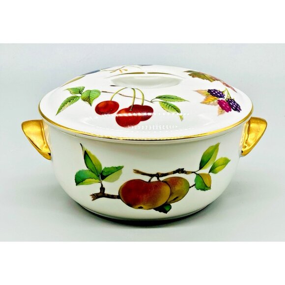 Royal Worcester Evesham Gold Casserole Entree Dish Lid Shape 23 Size 5 England - Picture 3 of 11